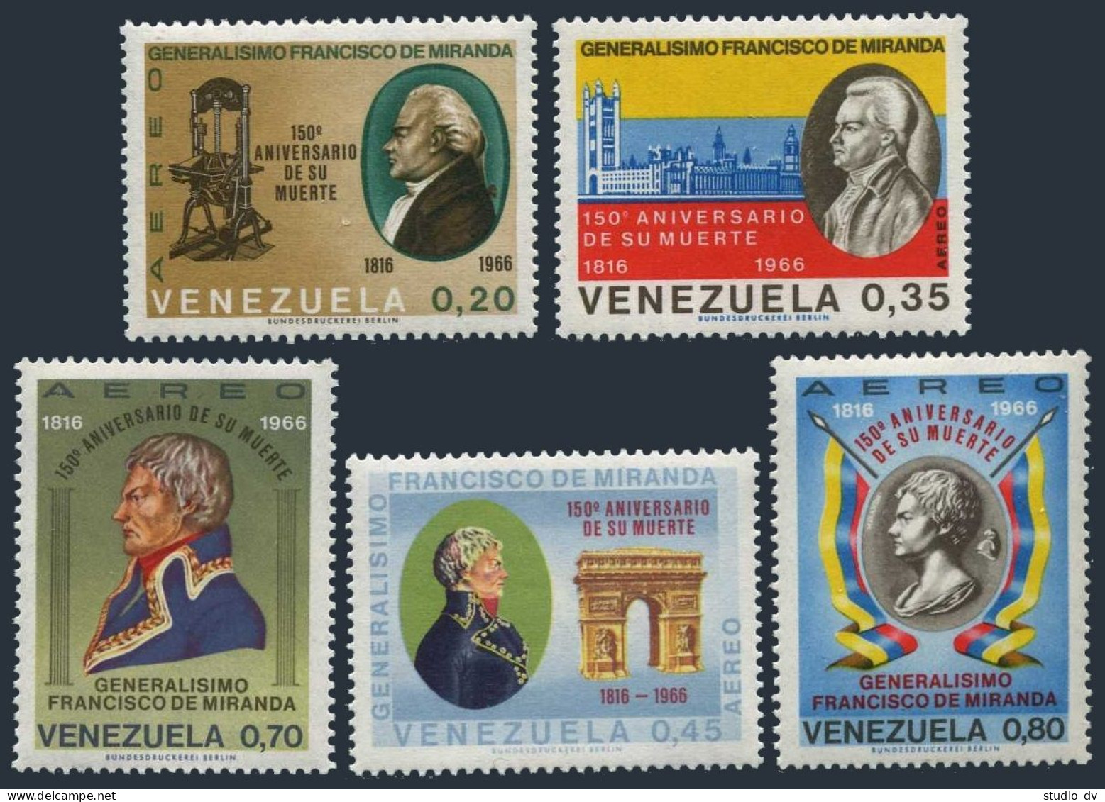 Venezuela C984-C988,MNH. General Francisco De Miranda,dictator Of Venezuela,1968 - Venezuela