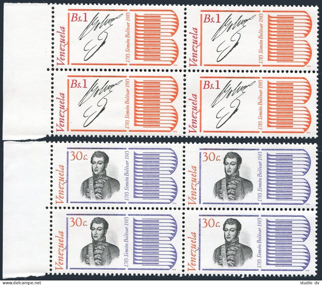 Venezuela 1193-1194 Blocks/4, MNH. Mi 2118-2119. Alexander Sabes Petion,Bolivar. - Venezuela