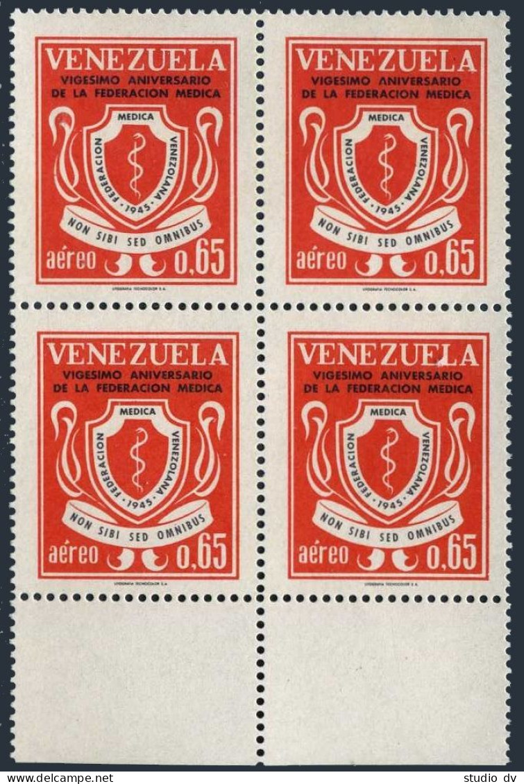 Venezuela C902 Block/4, MNH. Mi 1623. Medical Federation, 20th Ann. 1965.Emblem. - Venezuela