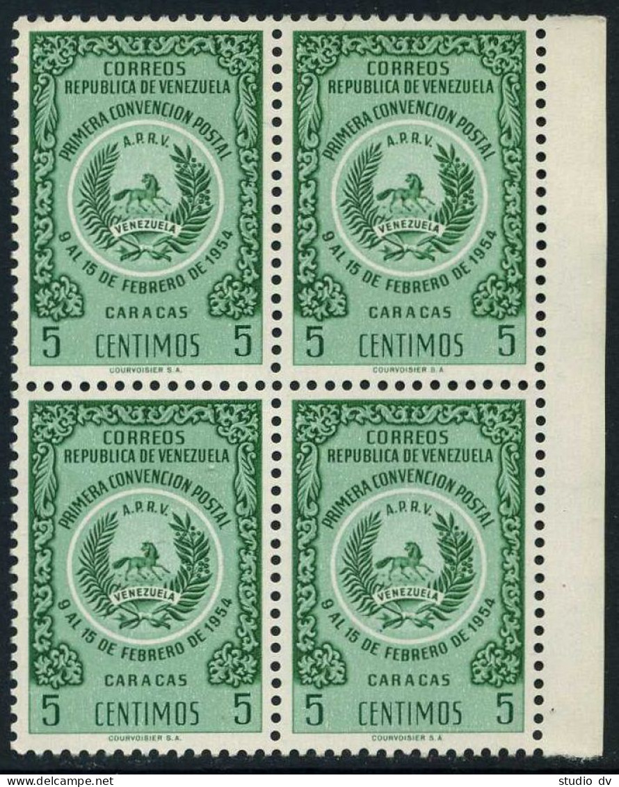 Venezuela 673 Block/4,MNH.Mi 1116. Postal Convention,Caracas.1955.Coat Of Arms. - Venezuela