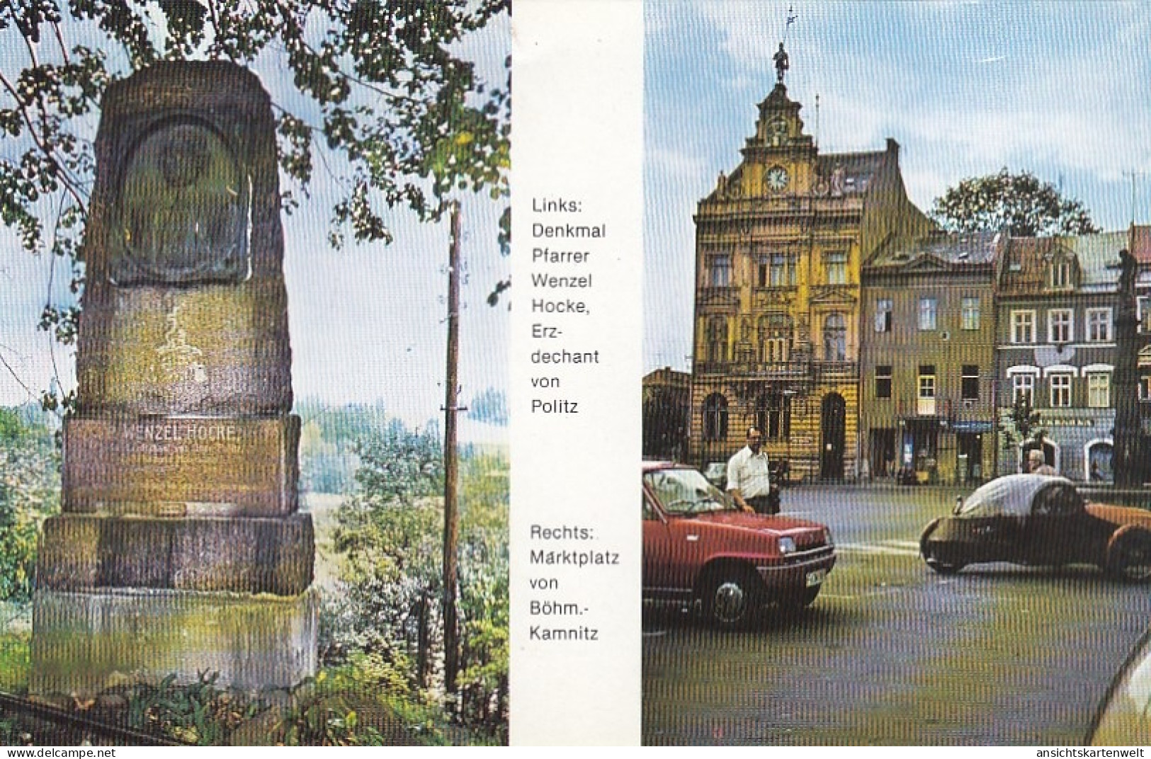 Politz, Denkmal Pfarrer Hocke, Und Böhm.-Kamnitz, Marktplatz Ngl #G5183 - Tschechische Republik