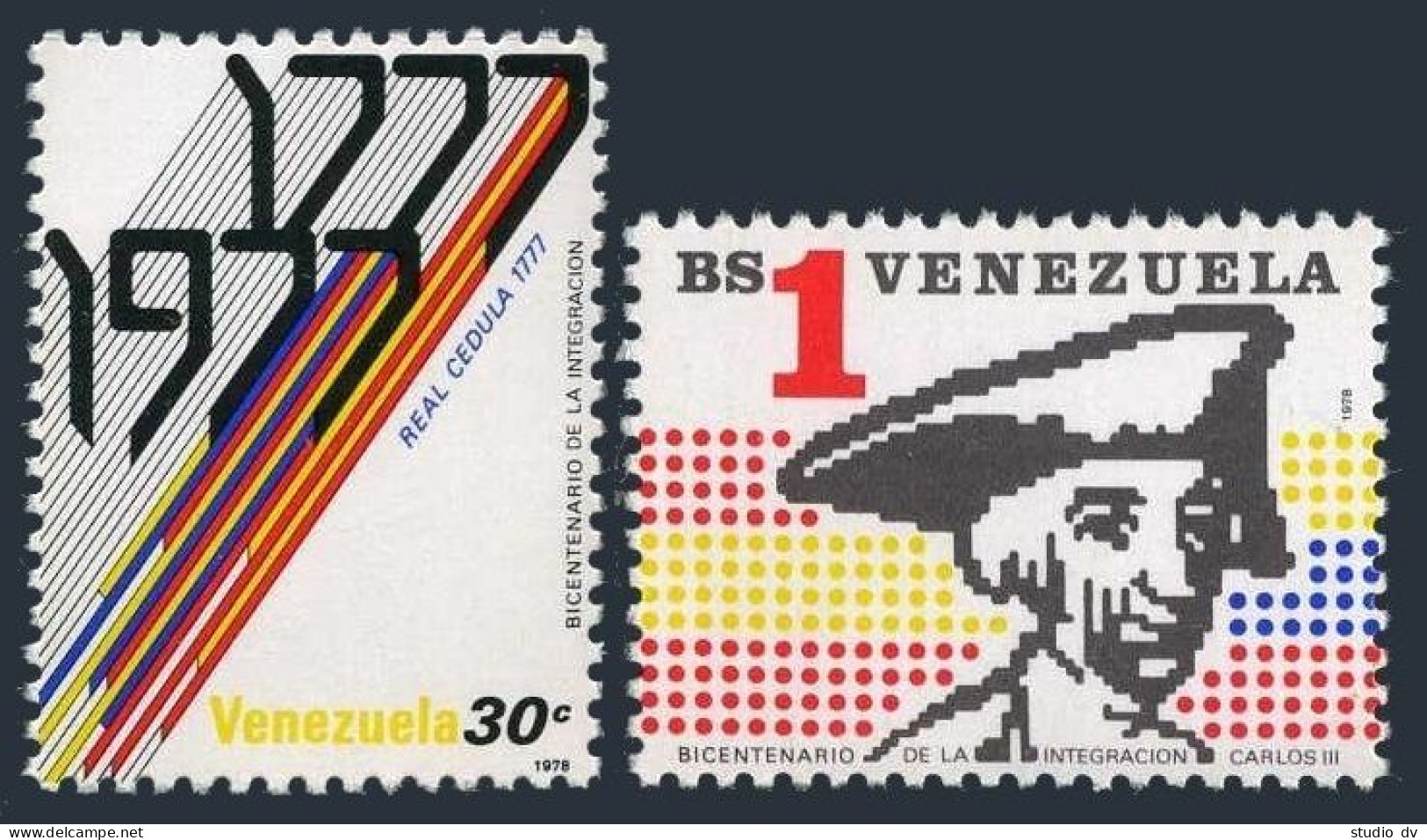 Venezuela 1185-1186, MNH. Michel 2082-2083. Venezuelan Unification 200, 1978. - Venezuela