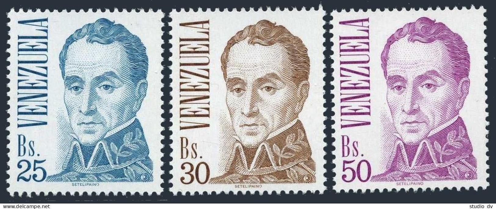 Venezuela 1305-1307,MNH.Mi 2256-2258. Simon Bolivar,by Jose Maria Espinoza,1983. - Venezuela