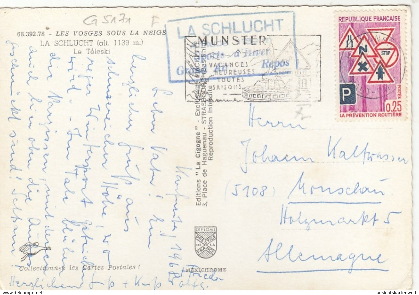 La Schlucht (Vosges), Le Téleski Gl1968 #G5171 - Autres & Non Classés