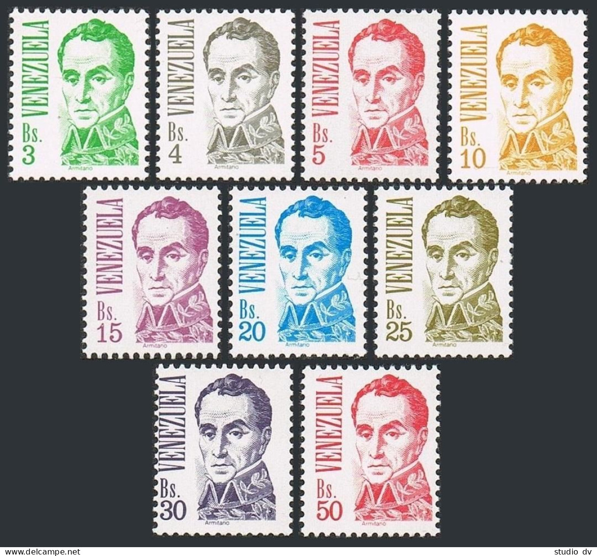 Venezuela 1401-1409,MNH.Michel 2502-2510. Simon Bolivar,redrawn,1987. - Venezuela