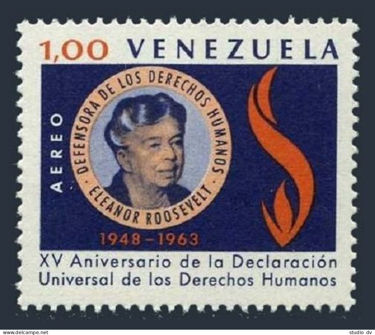 Venezuela C855, MNH. Michel 1555. Eleanor Roosevelt, 80th Birthday, 1964. - Venezuela