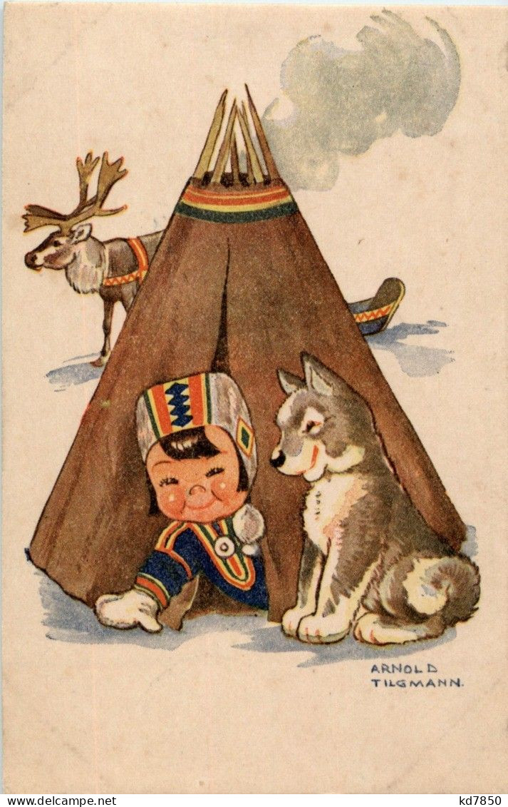 Lappland - Kind Mit Hund - Sign. Tilgmann - Andere & Zonder Classificatie
