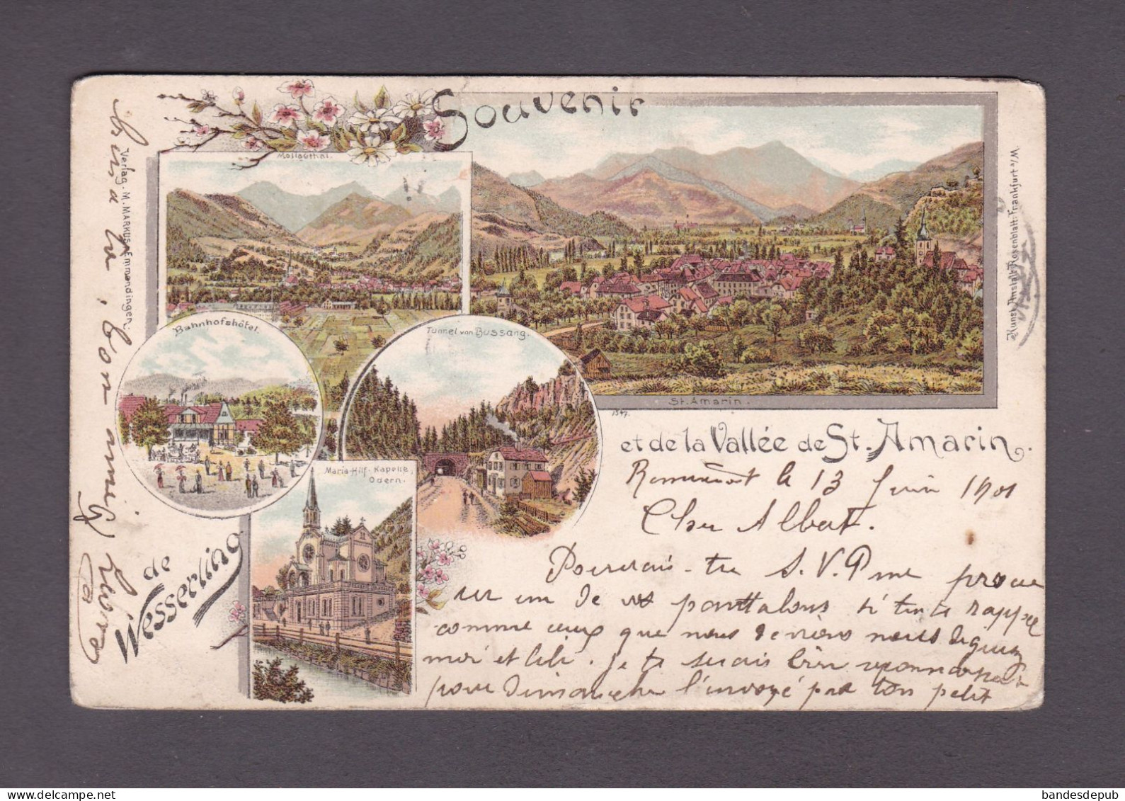 Vente Immediate Haut Rhin Souvenir De Wesserling Et Vallee De St Saint Amarin ( Chromo Lithographie 3915) - Autres & Non Classés