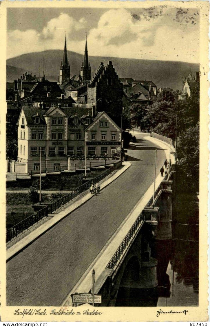 Saalfeld - Saalebrücke Mit Saaletor - Saalfeld