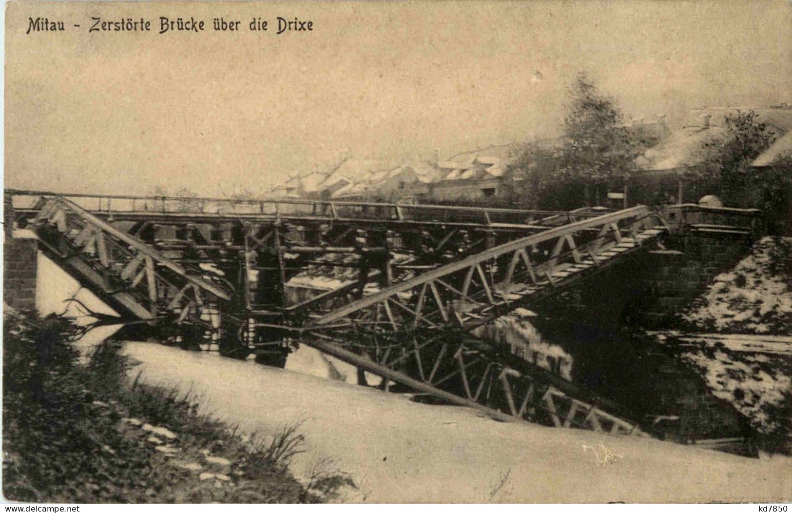 Mitau - Zerstörte Brücke über Die Drixe - Lettonie