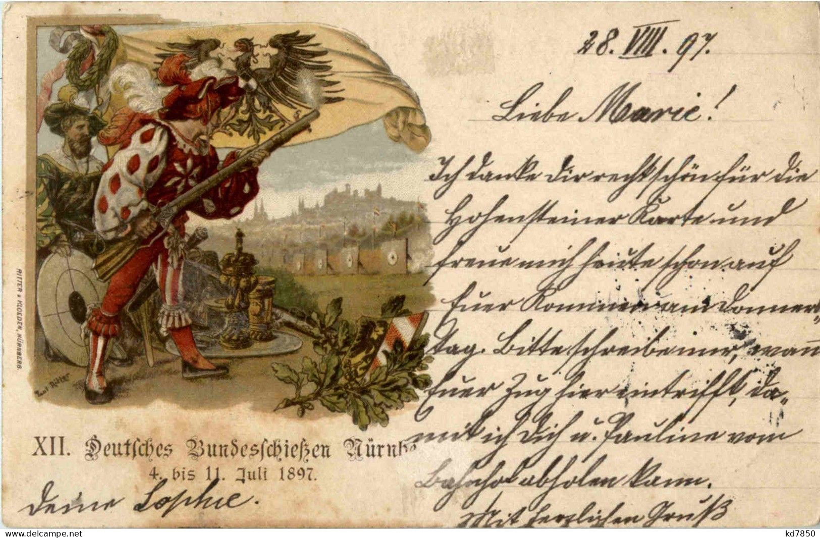 Nürnberg - Deutsches Bundesschiessen 1897 - Litho - Nürnberg