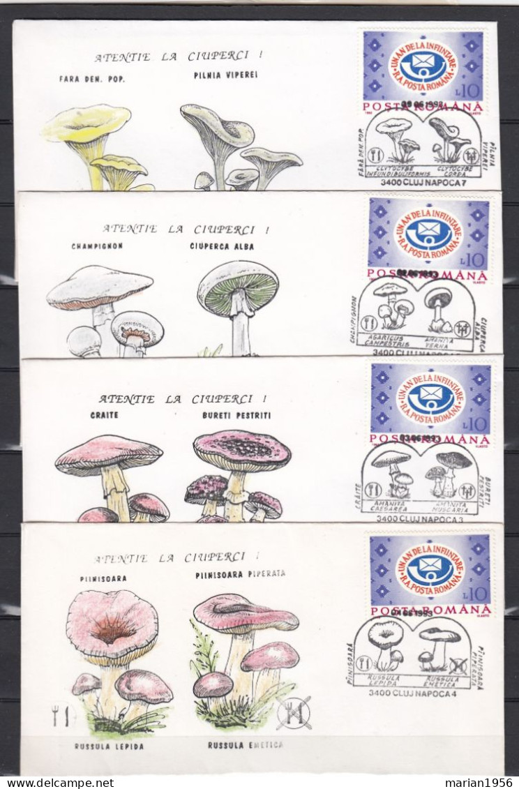 12 Enveloppes 1993 CHAMPIGNONS - MUSHROOMS - Cachets Illustrees - Pilze