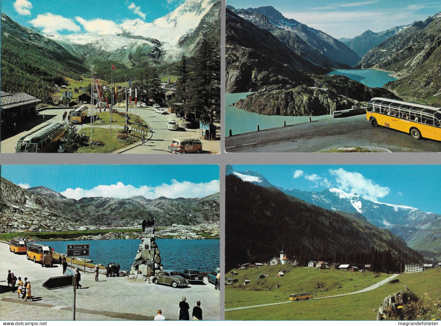 CPA CARTE POSTALE SUISSE 4 X POSTALAUTO AUTO PÖSTALE CAR POSTAL - Collezioni E Lotti