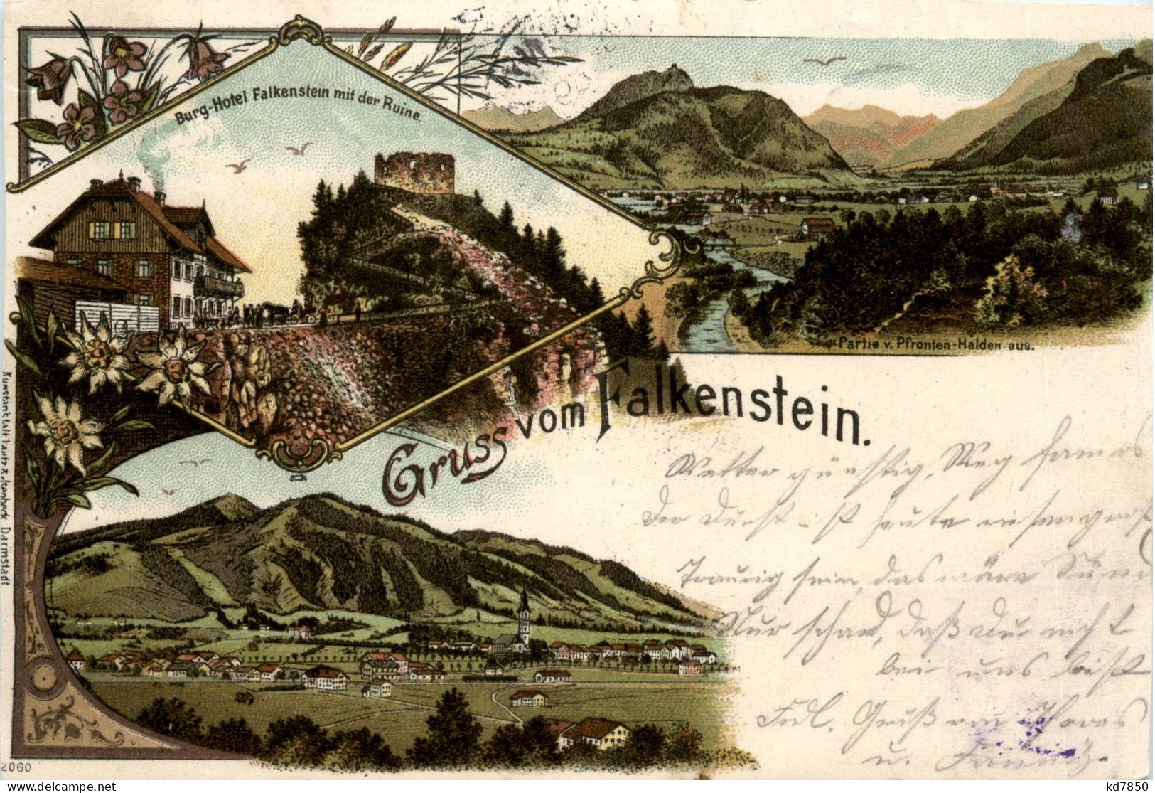 Gruss Vom Falkenstein - Litho - Pfronten