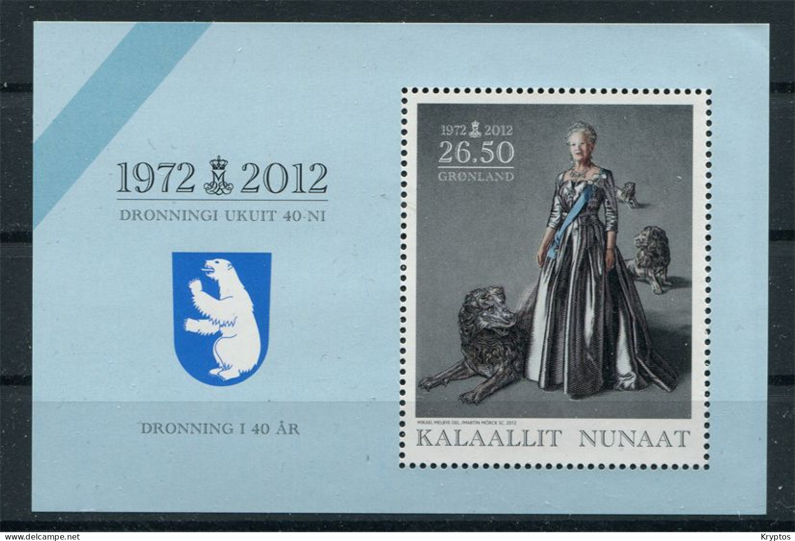 Greenland 2012. Queen Margrethe's 40th  Anniversary Of Reign - Block MNH** - Blocks & Kleinbögen