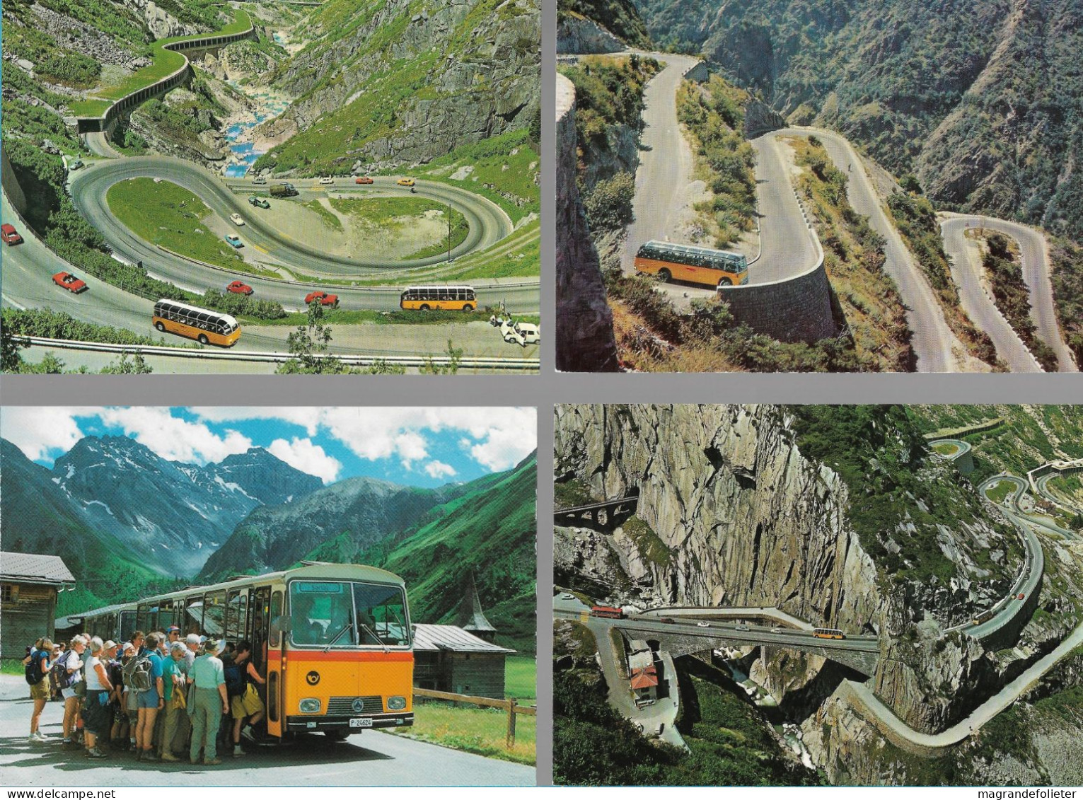 CPA CARTE POSTALE SUISSE 4 X POSTALAUTO AUTO PÖSTALE CAR POSTAL - Collezioni E Lotti