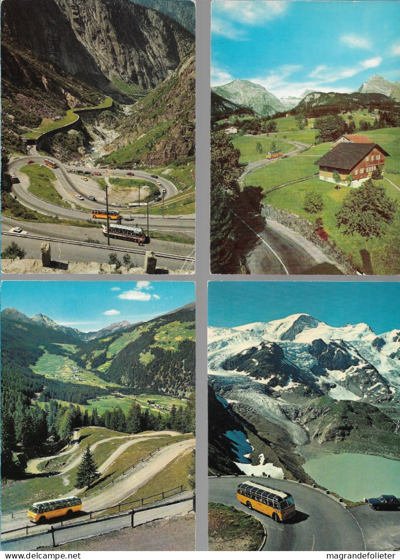 CPA CARTE POSTALE SUISSE 4 X POSTALAUTO AUTO PÖSTALE CAR POSTAL - Collezioni E Lotti