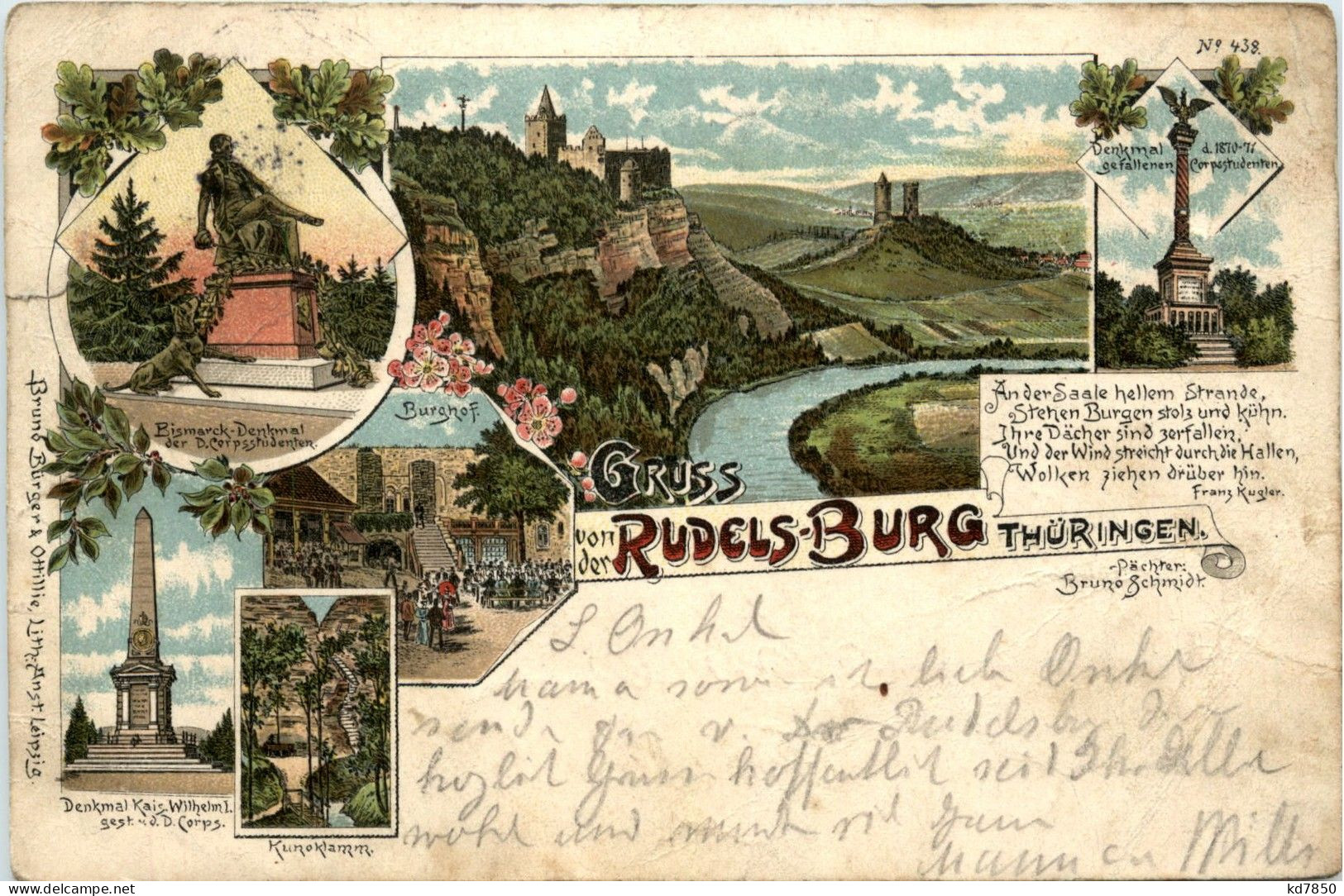 Gruss Von Der Rudelsburg - Litho - Naumburg (Saale)