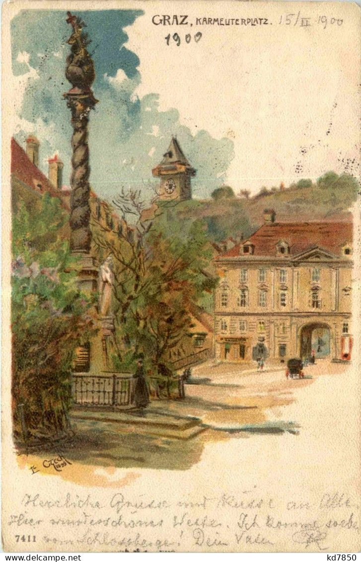 Graz Karmeuterplatz - Litho - Graz