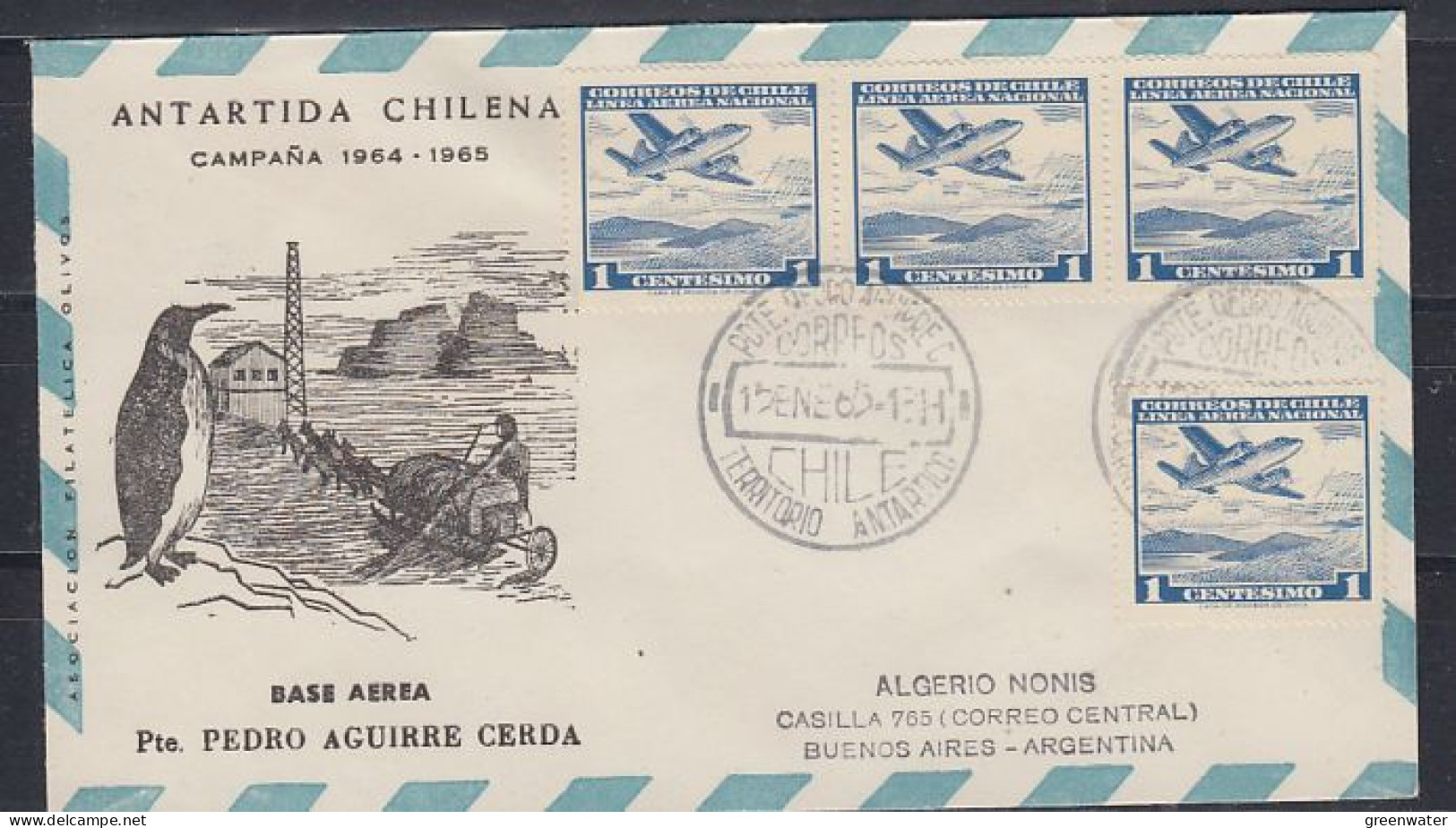 Chile Base Pte Pedro Aguirre Cerda Ca Base Cerda  15 JAN 1965 (59800) - Bases Antarctiques