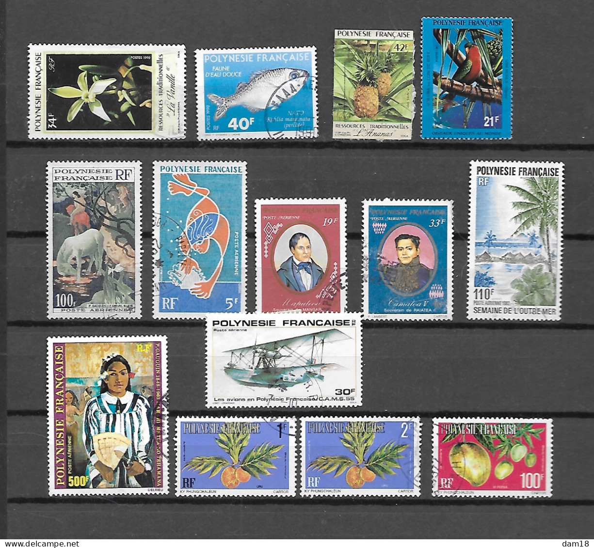 POLYNESIE FRANCAISE COLLECTION DE 55 TIMBRES POSTE ET POSTE AERIENNE OBLITERES - Collections, Lots & Séries