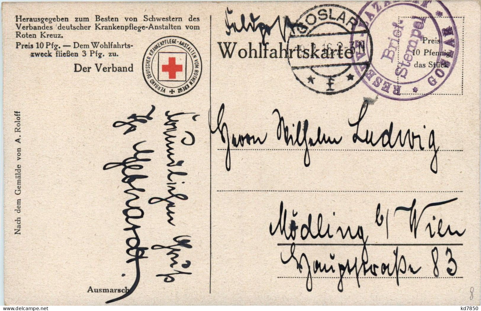 Künstlerkarte C. Röchling - Weltkrieg 1914-18