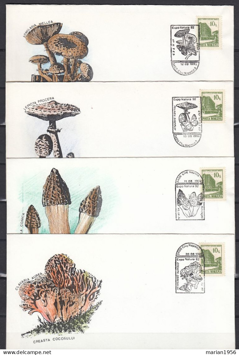 10 Enveloppes 1992 CHAMPIGNONS - MUSHROOMS - Cachets Illustrees - Pilze