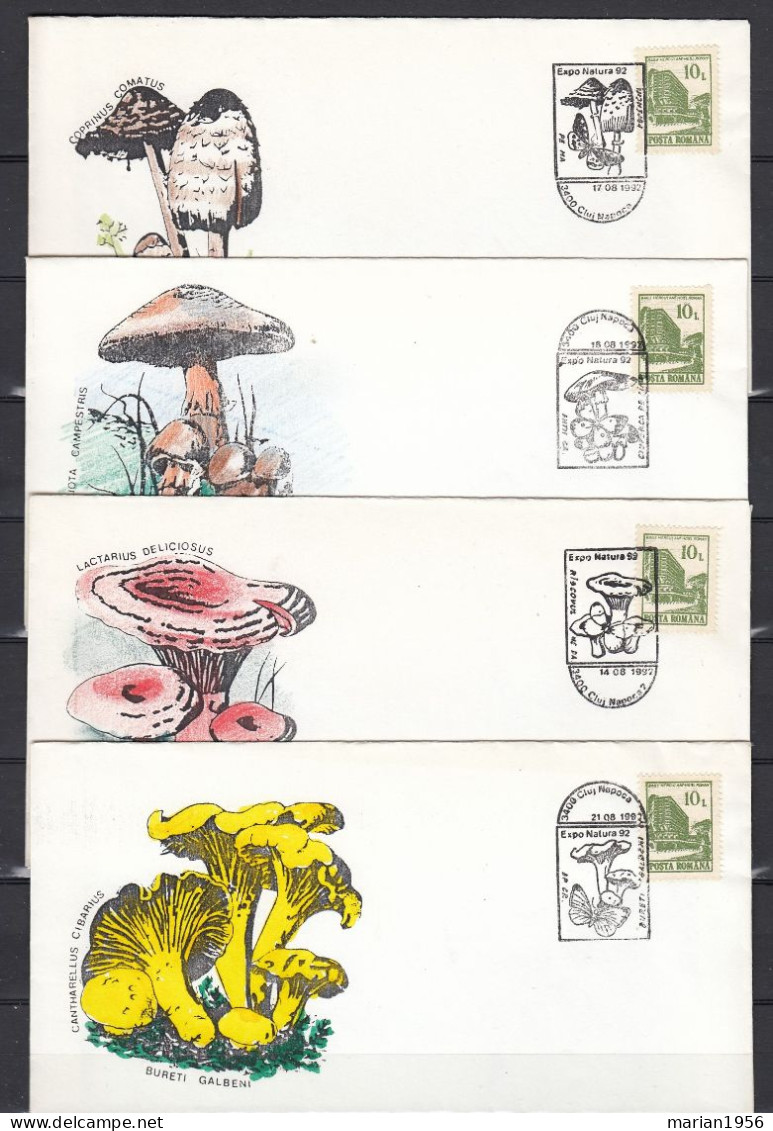 10 Enveloppes 1992 CHAMPIGNONS - MUSHROOMS - Cachets Illustrees - Champignons