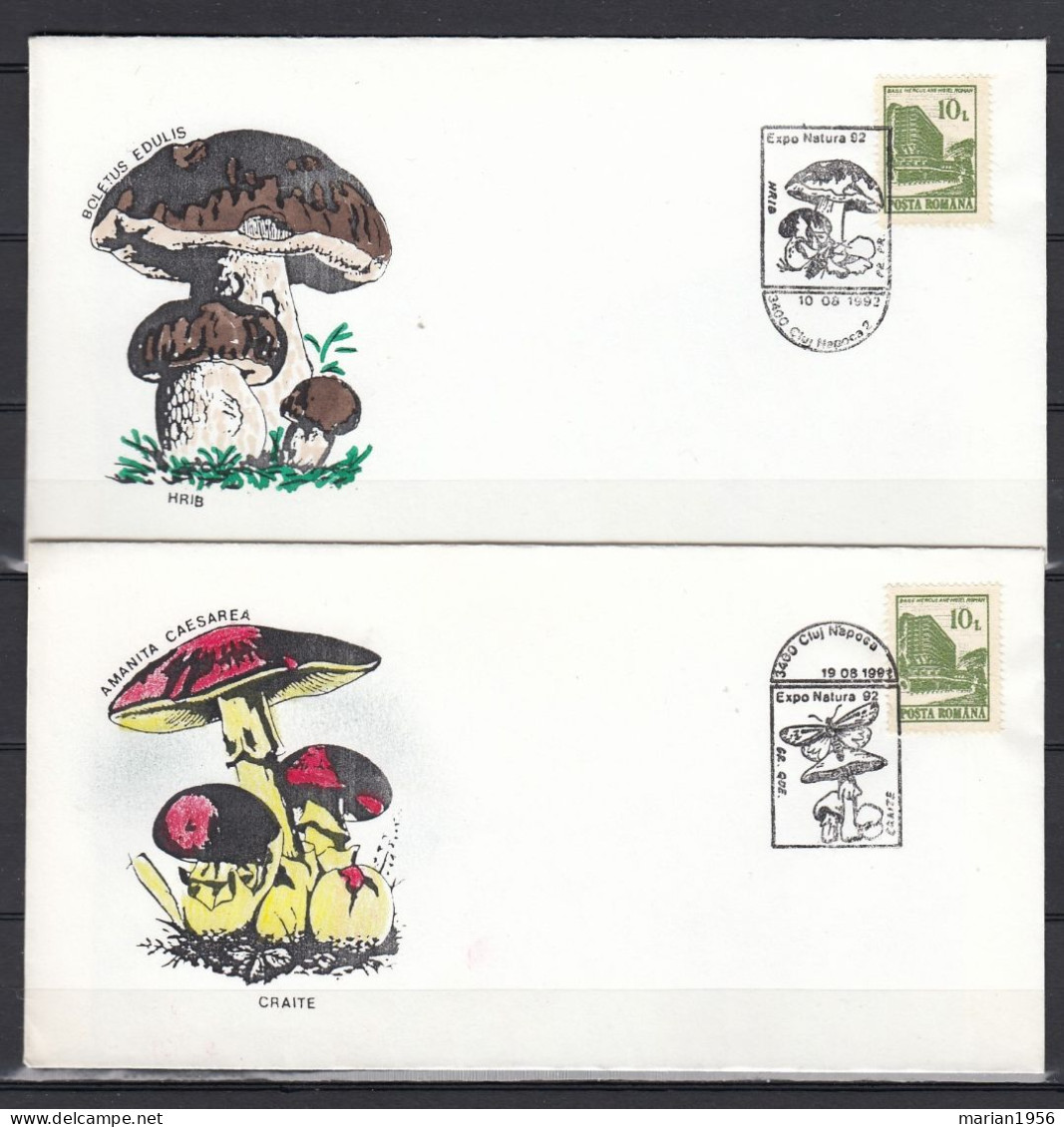 10 Enveloppes 1992 CHAMPIGNONS - MUSHROOMS - Cachets Illustrees - Paddestoelen
