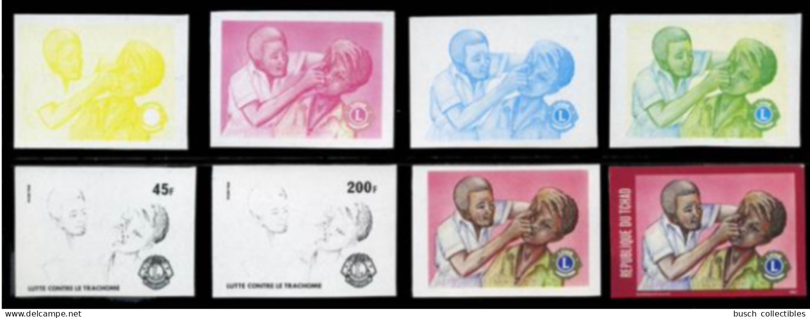 Tchad Chad Tschad 1987 / 1988 Mi. 1160 - 1165 Essais Couleur Color Proofs Lutte Contre Trachome Lions Club International - Rotary, Lions Club