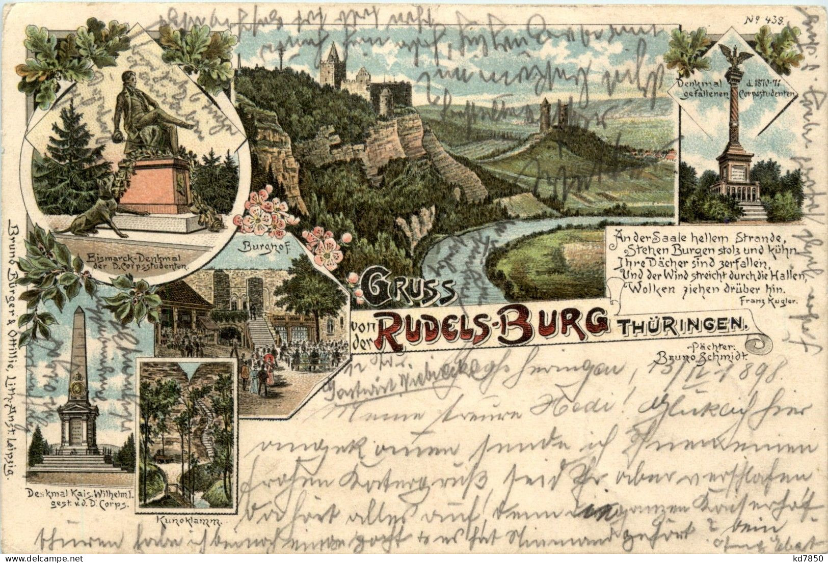 Gruss Von Der Rudelsburg - Litho - Naumburg (Saale)