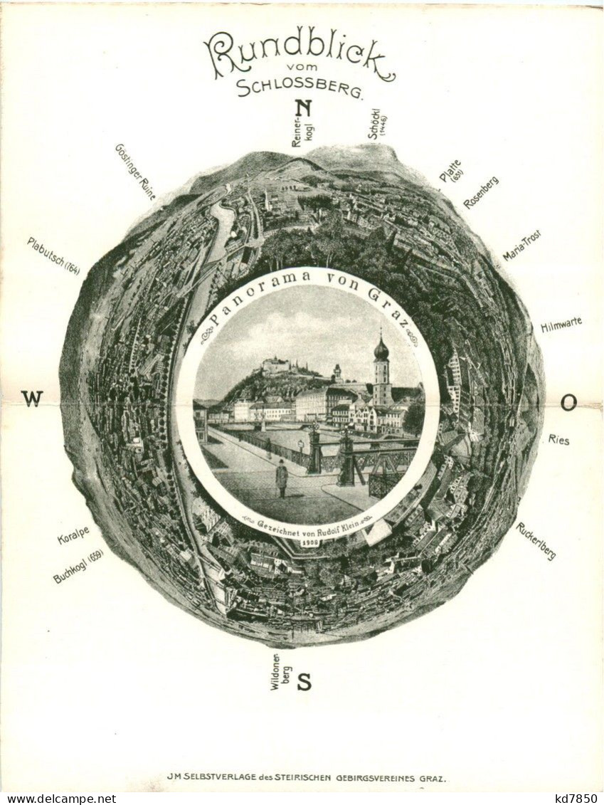Graz - Rundblick Vom Schlossberg - Klappkarte - Graz