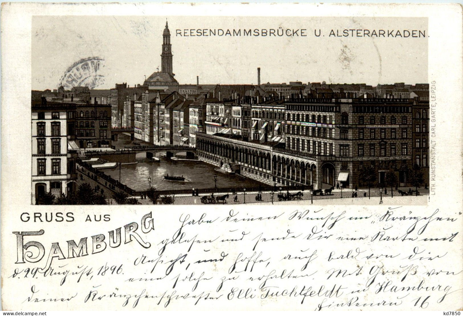 Gruss Aus Hamburg - Reesendammsbrücke - Litho 1896 - Andere & Zonder Classificatie