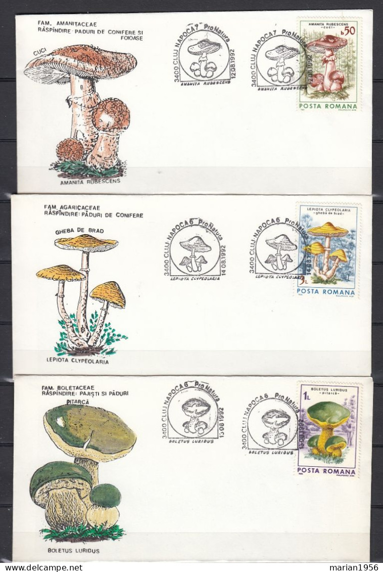 6 Enveloppes 1992 CHAMPIGNONS - MUSHROOMS - Cachets Illustrees - Pilze