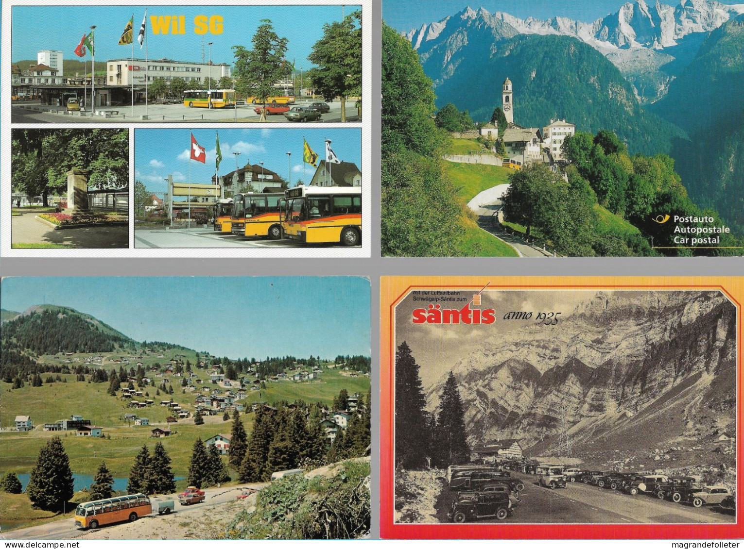 CPA CARTE POSTALE SUISSE 4 X POSTALAUTO AUTO PÖSTALE CAR POSTAL - Collections & Lots