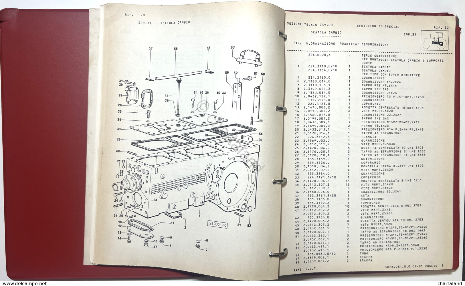 Catalogo Parti Di Ricambio Originali SAME Trattori - Centurion 75 Special - 1981 - Andere & Zonder Classificatie