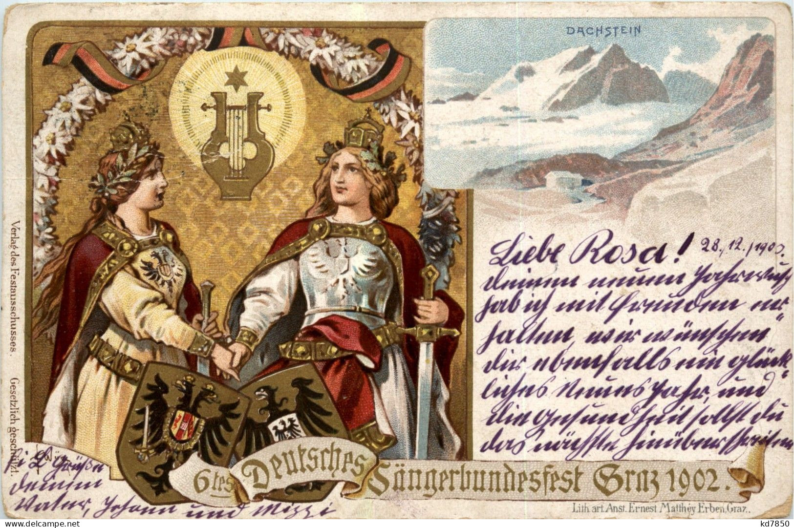 VI. Deutsches Sänger-Bundes-Fest In Graz 1902 - Litho - Graz