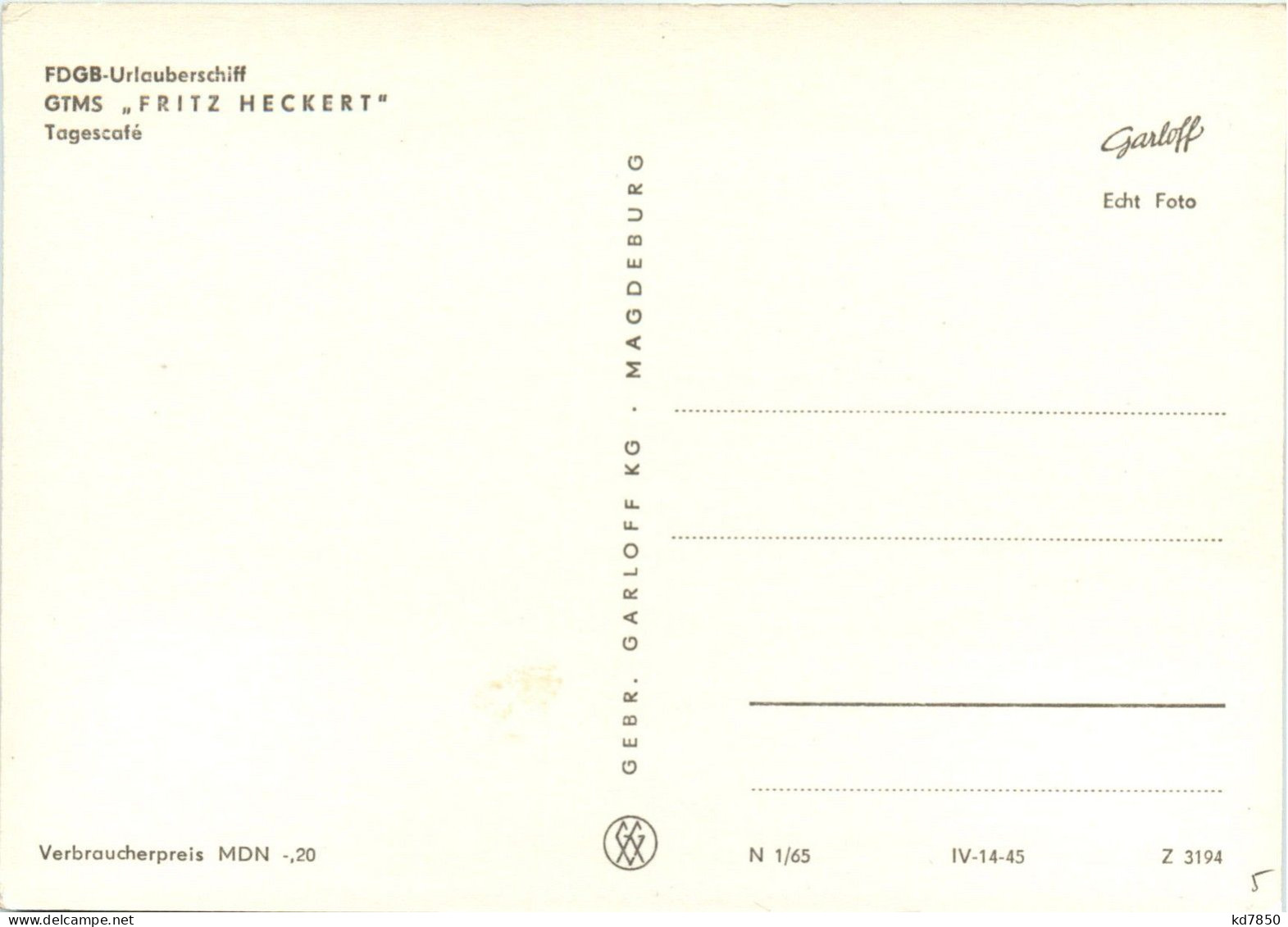 FDGB Urlauberschiff Fritz Heckert - Dampfer