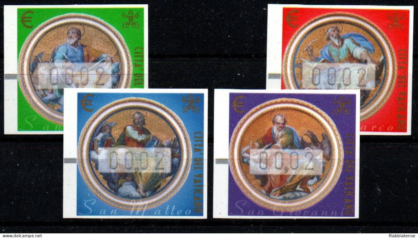 2002 - Vaticano 11E/14E Evangelisti - Automatici Frama - 2 Centesimi  ++++++++++ - Unused Stamps