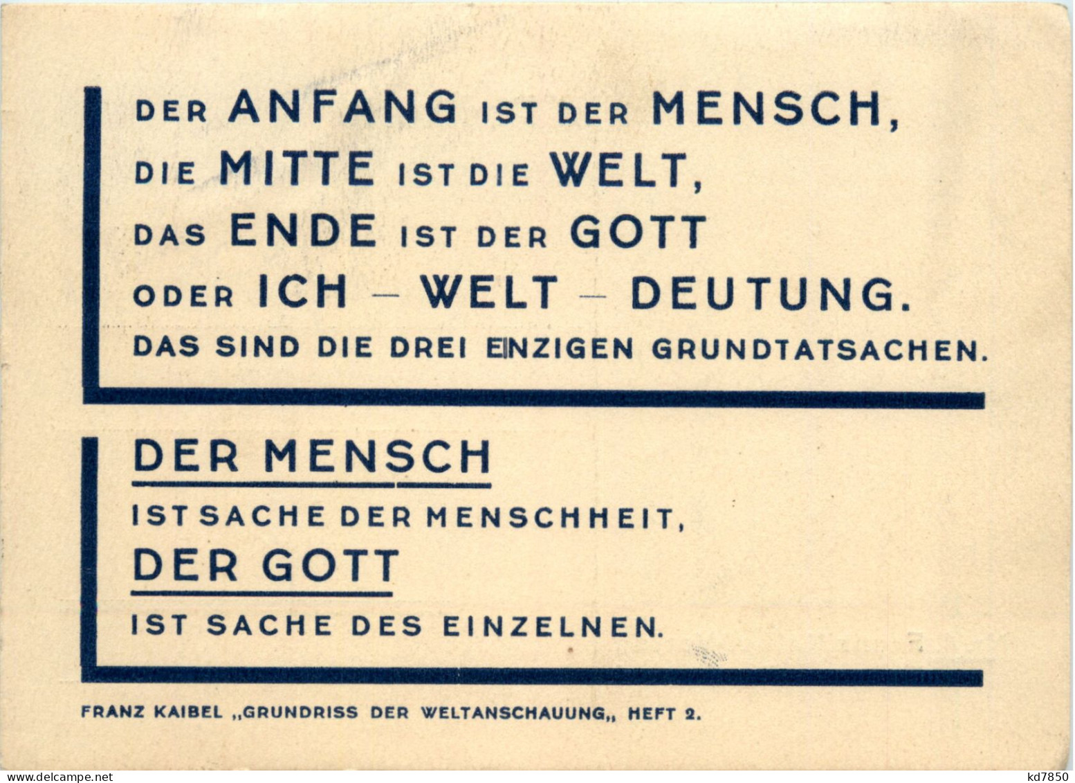 Franz Kaibel - Grundriss Der Weltanschauung - Altri & Non Classificati