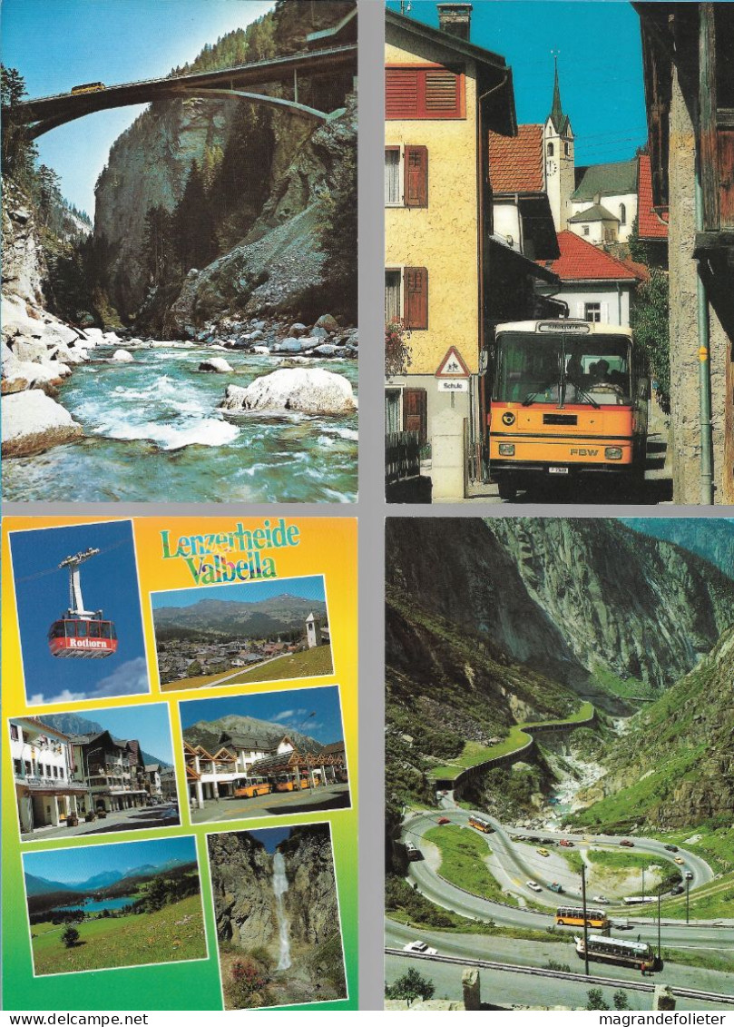 CPA CARTE POSTALE SUISSE 4 X POSTALAUTO AUTO PÖSTALE CAR POSTAL - Collections & Lots