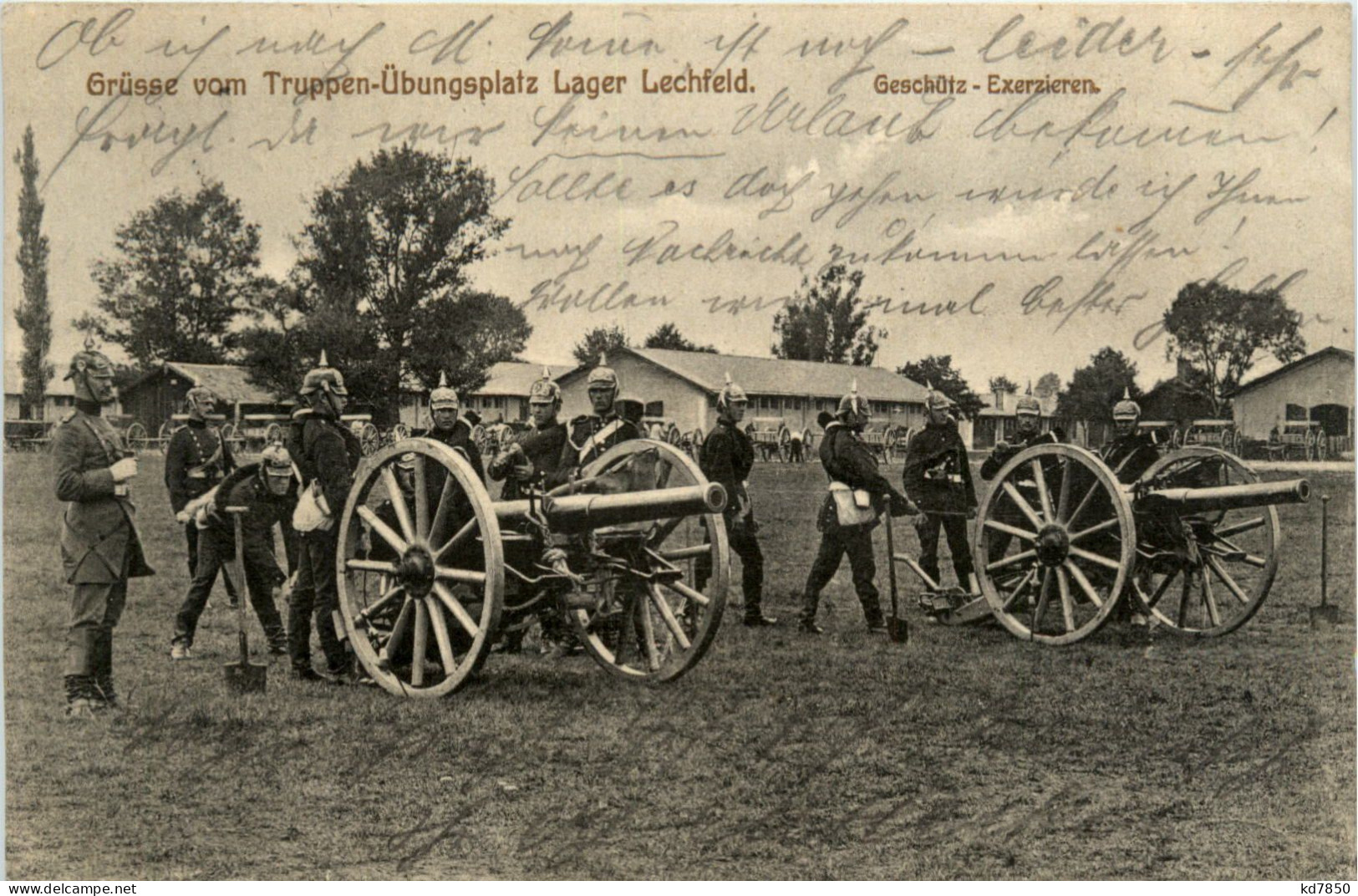 Lager Lechfeld, Grüsse, Truppenübungsplatz. Geschütz-Exerzieren - Augsburg