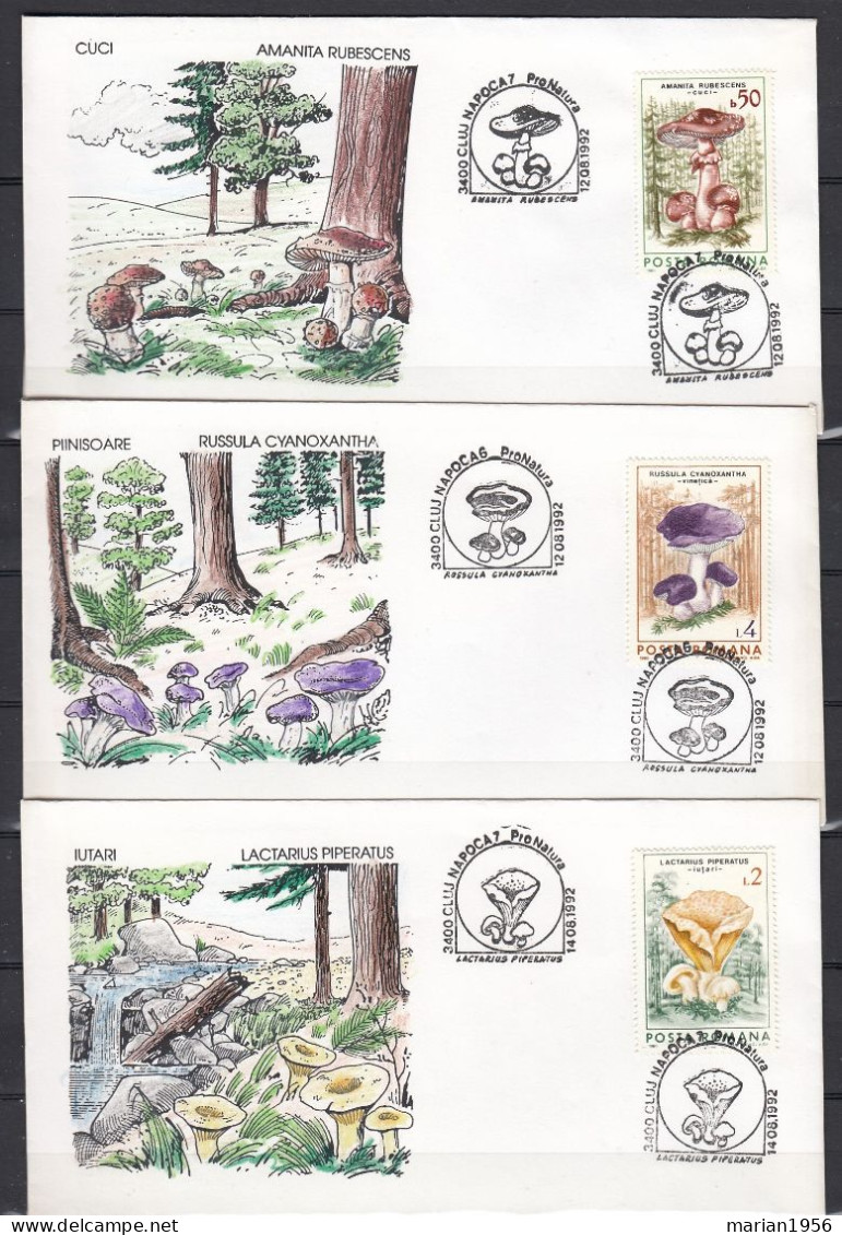 6 Enveloppes 1992 - PRO NATURA -  CHAMPIGNONS - MUSHROOMS - Cachets Illustrees - Paddestoelen