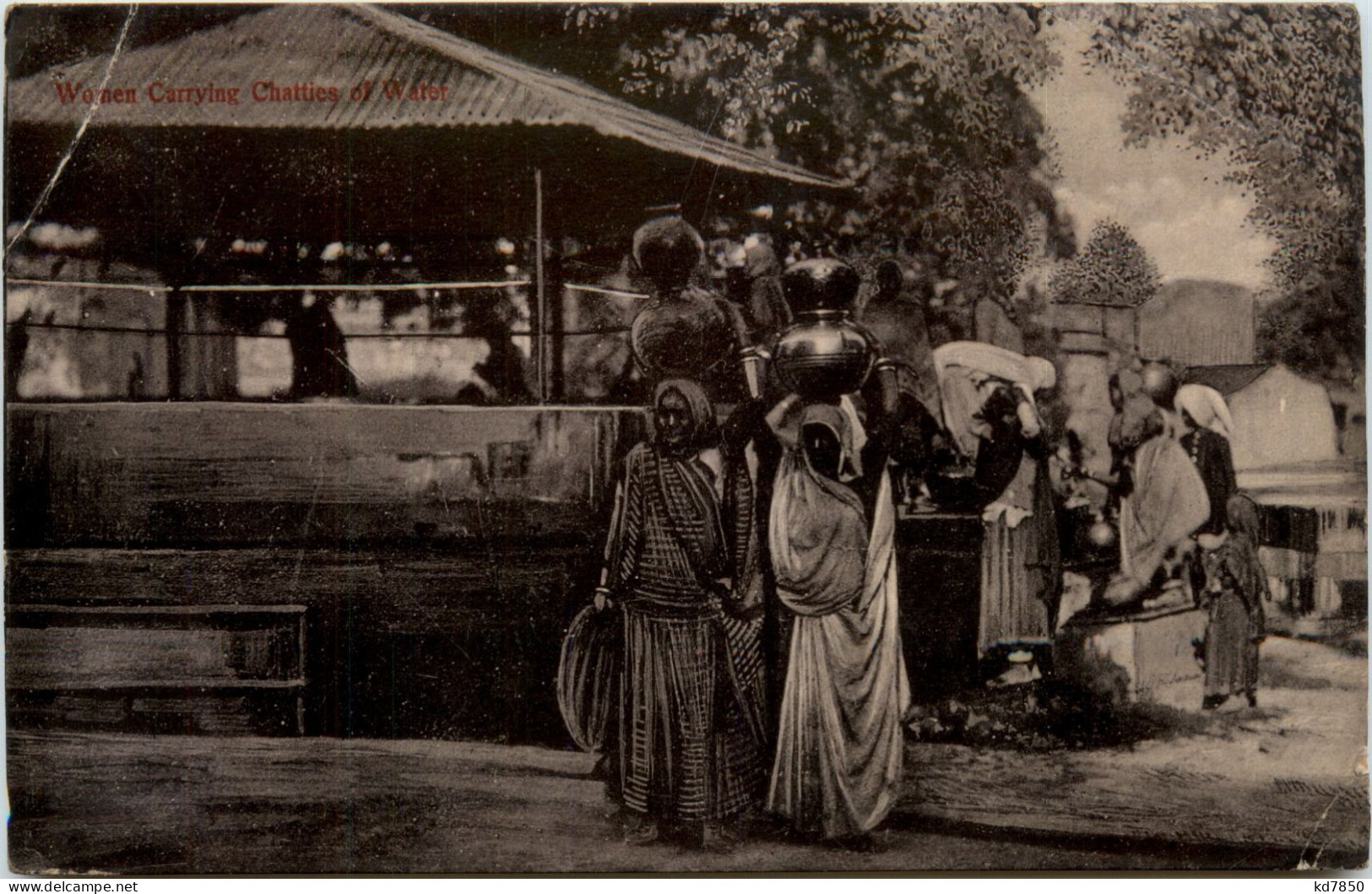 Women Carrying Chattles Of Water - Indien