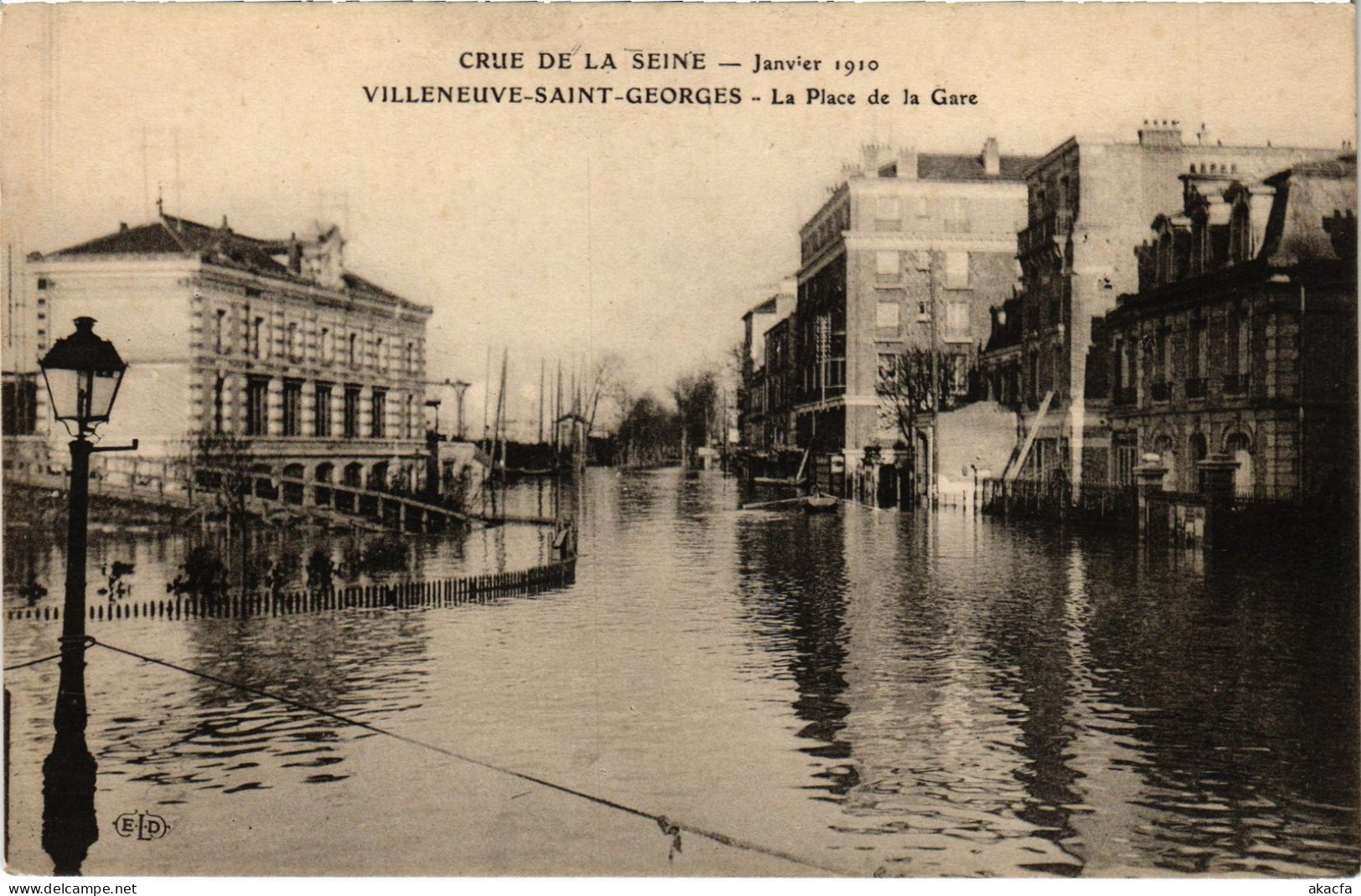 CPA Villeneuve-St-Georges Place De La Gare Inondations (1391296) - Villeneuve Saint Georges