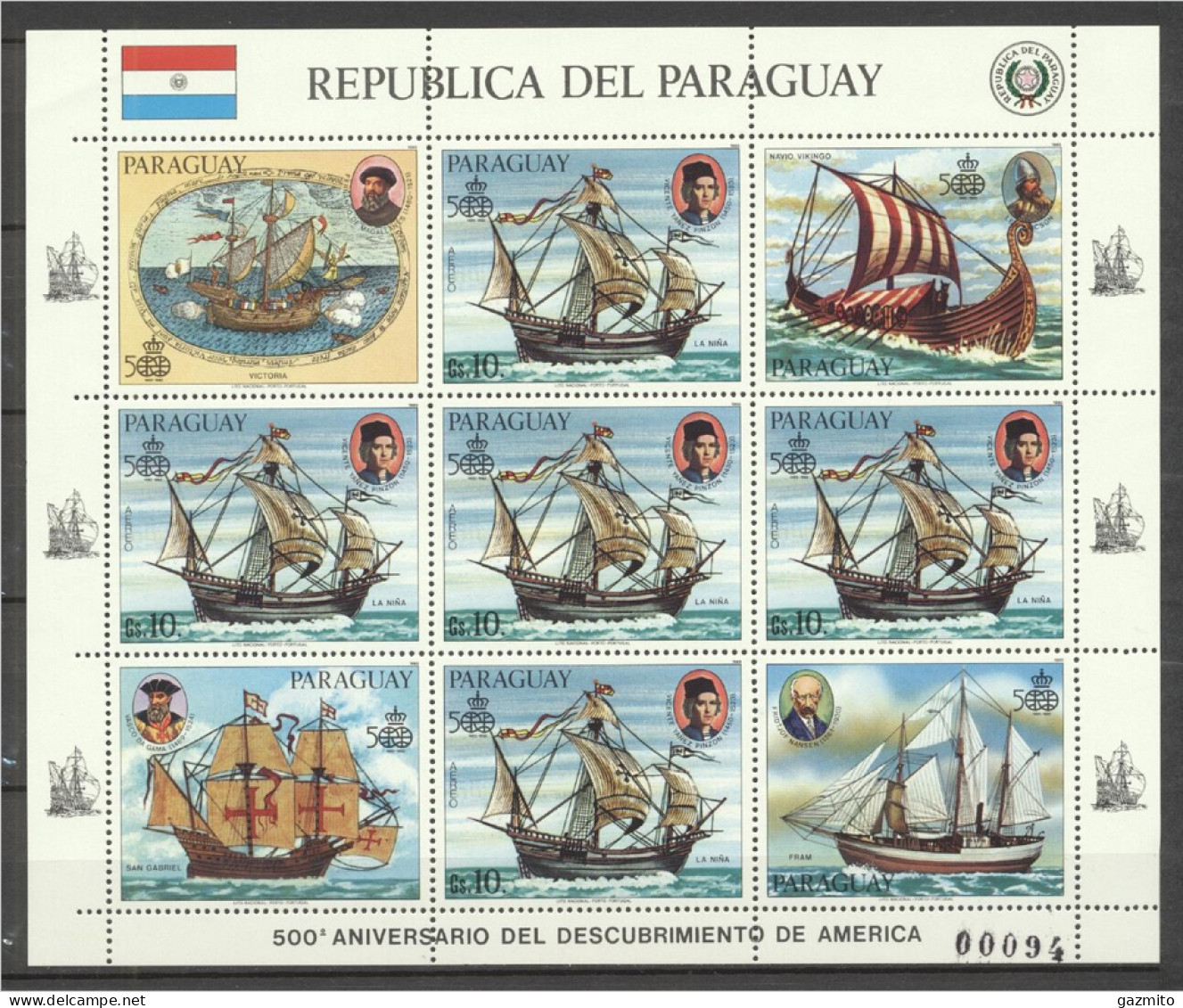 Paraguay 1985, 500th Discovery Of America, Ships, Sheetlet - Christophe Colomb