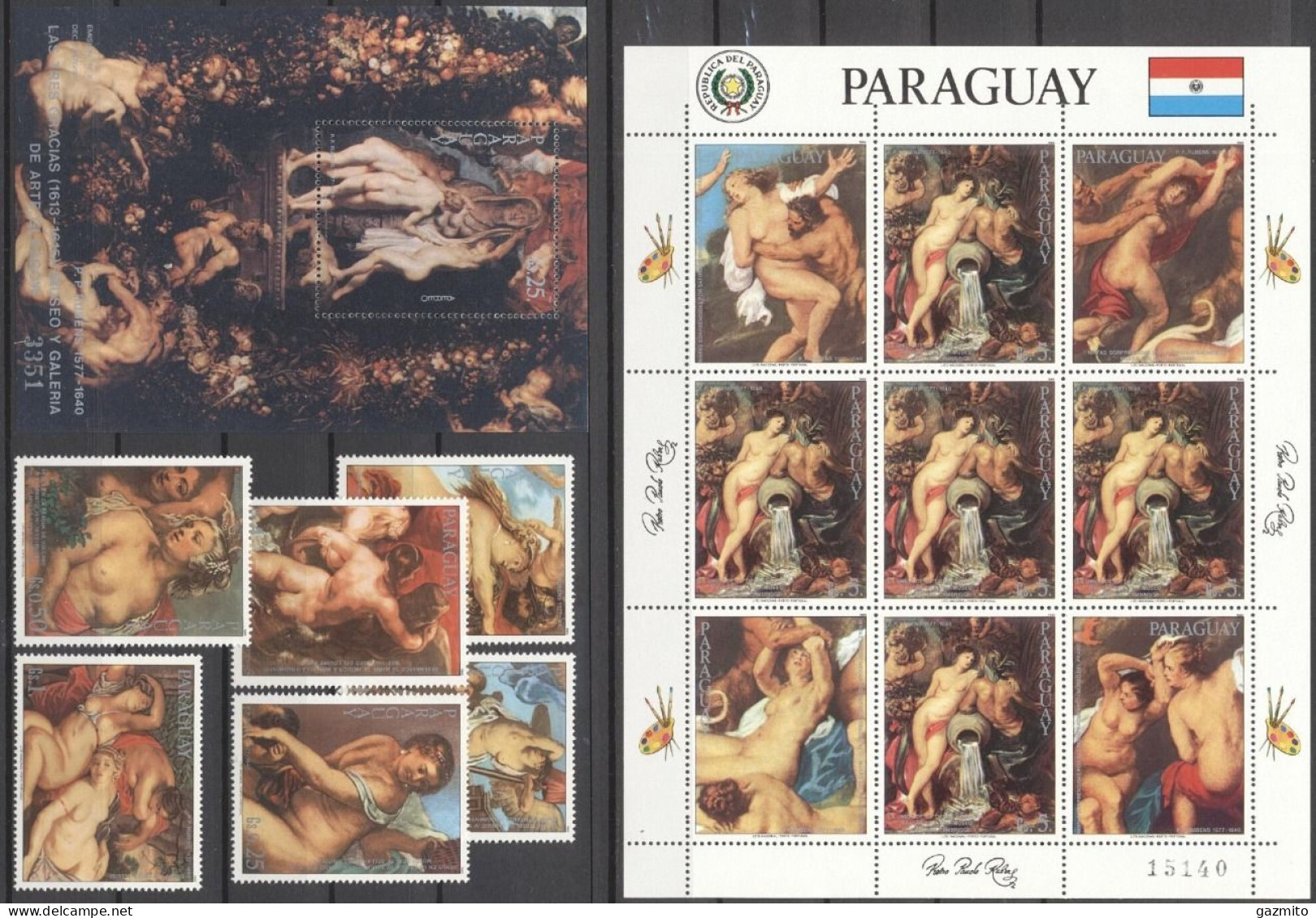 Paraguay 1985, Art, Rubens, Nude, 6val +BF +Sheetlet - Paraguay