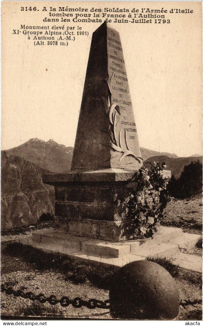 CPA Authion Monument Des Soldats De L'Armée D'Italie Guerre (1279891) - Autres & Non Classés