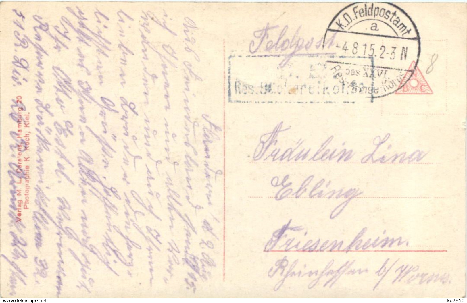 SMS Karlsruhe - Kreuzer - Feldpost - Krieg