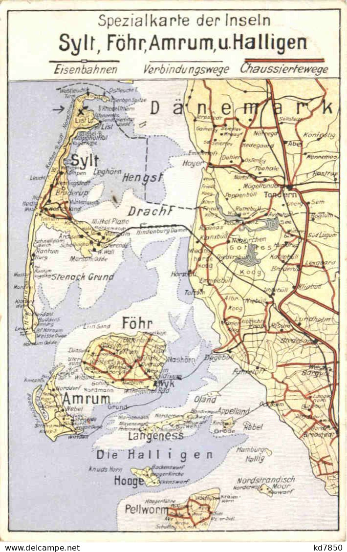 Landkarte Sylt Föhr Amrum Halligen - Sylt